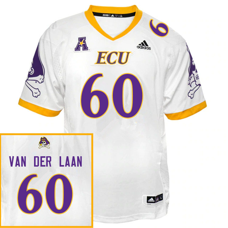 Men #60 Robin Van Der Laan ECU Pirates College Football Jerseys Sale-White